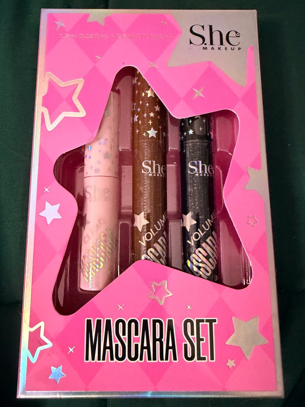 She Makeup Mascara Set - Clear/ Brown / Black Volumizing Trio